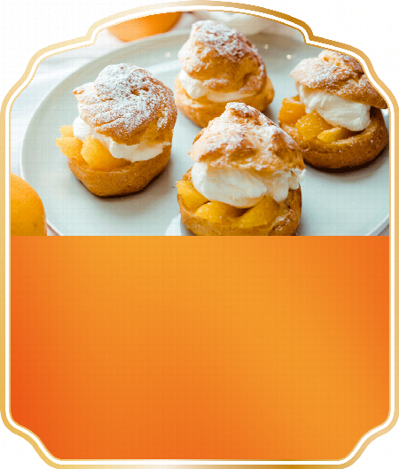 Cream Puffs with Rum Cream - Aromatic whipped cream meats delicious Oranges