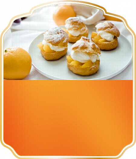 Cream Puffs with Rum Cream - Aromatic whipped cream meats delicious Oranges