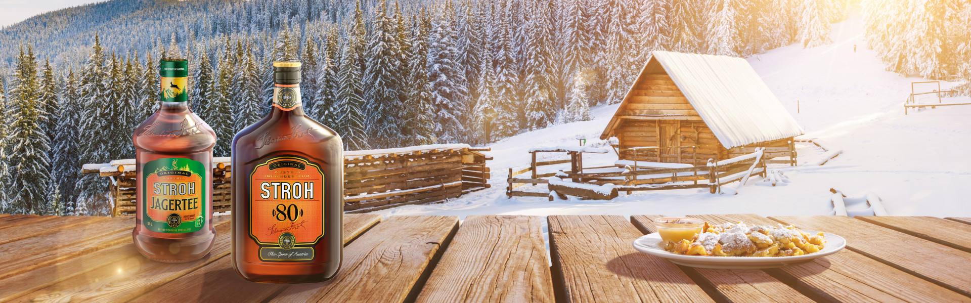 STROH 80 und STROH Jagertee im Winter